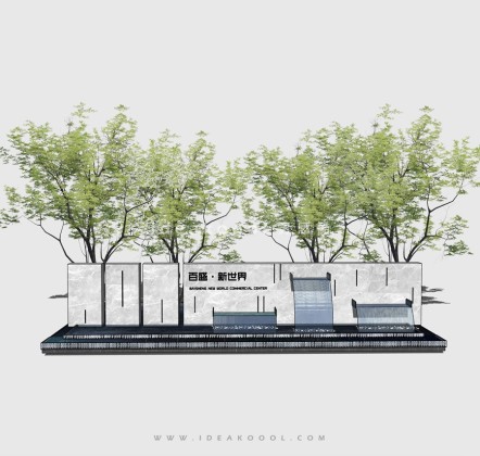 现代入口水景 logo水幕景墙丨