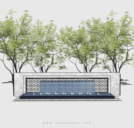 现代入口对景墙 水幕景墙丨