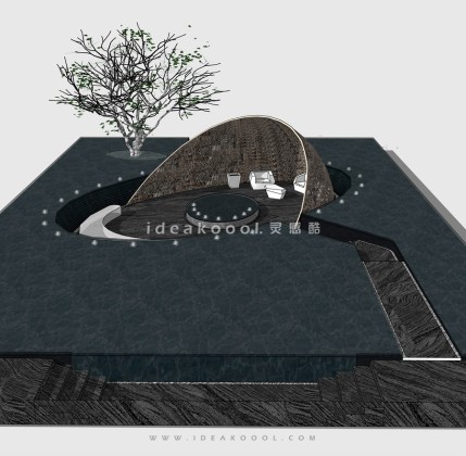 现代高端住宅酒店水景 藤编廊架丨