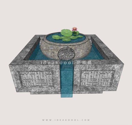 中式水景 石槽水钵丨