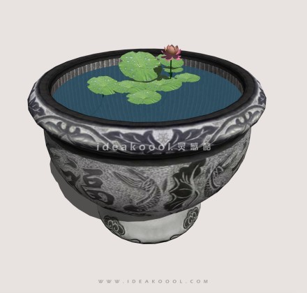 中式荷花水钵丨