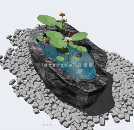 中式禅意置石水景丨