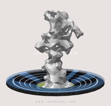 中式金属太湖石置石水景丨