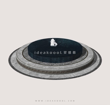 中式涌泉圆形入口水景丨