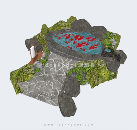 石头温泉泳池泡泉丨