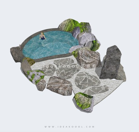 石头温泉泡池泳池丨