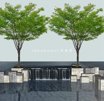 置石瀑布水幕水景丨