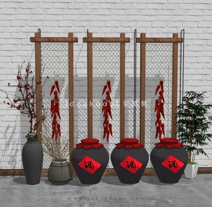 酒文化小品 酒坛 辣椒丨