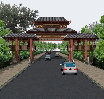 中式牌坊入口丨