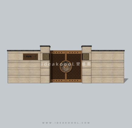 新亚洲中式宅间入户别墅入口铁艺大门围墙