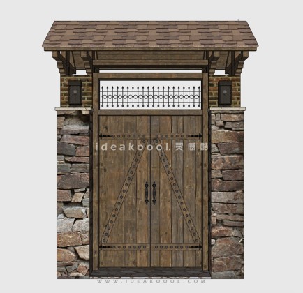 中式入户门庭院门头