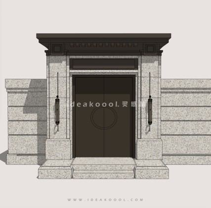 中式别墅庭院入户门头铁艺入口大门围墙