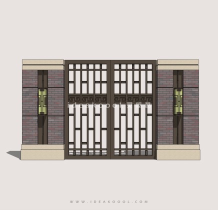 中式别墅庭院入户铁艺入口大门围墙