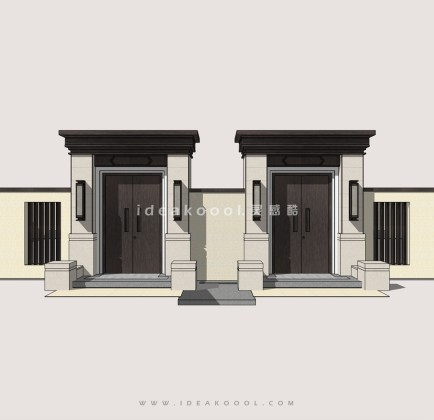 别墅庭院入户门头铁艺入口大门围墙