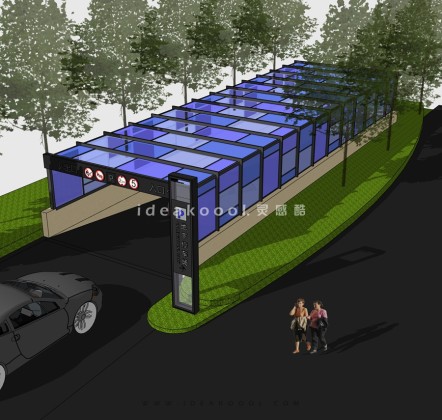 地下车库车行出入口廊架玻璃顶棚丨