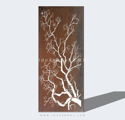 创意镂空锈板景墙丨