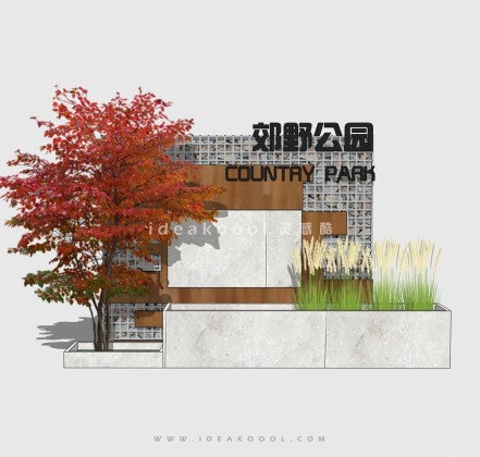 创意石笼logo景墙丨