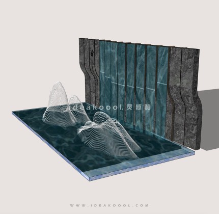 山水金属铁艺景墙雕塑丨