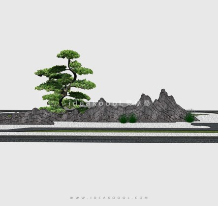 创意山形条石置石 枯山水雕塑景墙丨