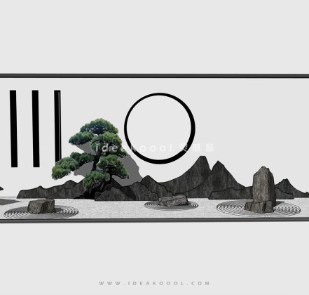 创意山形条石置石 景墙 枯山水雕塑丨