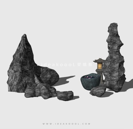 创意山形片石条石置石雕塑丨