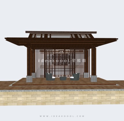 新亚洲新中式景观廊架景观会客厅丨