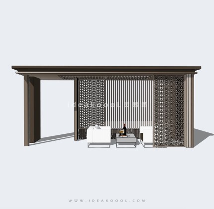 新亚洲新中式景观廊架景观会客厅丨