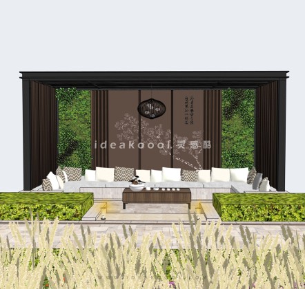 新亚洲新中式景观廊架景观会客厅丨