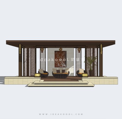 新亚洲新中式景观廊架景观会客厅丨