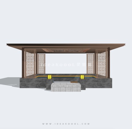 新亚洲新中式景观廊架景观会客厅丨