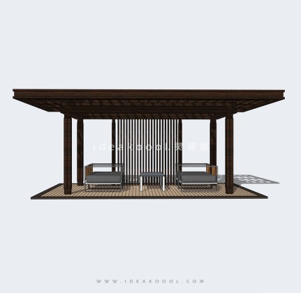 新亚洲新中式景观廊架景观会客厅丨