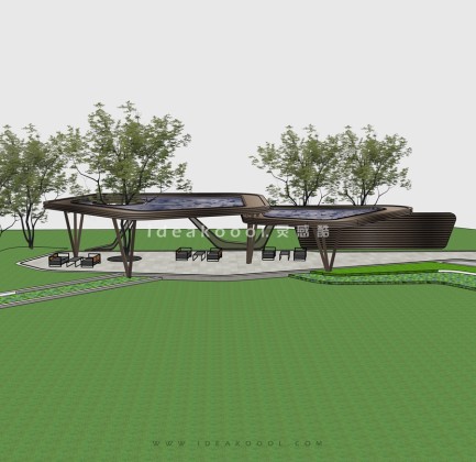 新亚洲新中式景观廊架景观会客厅丨