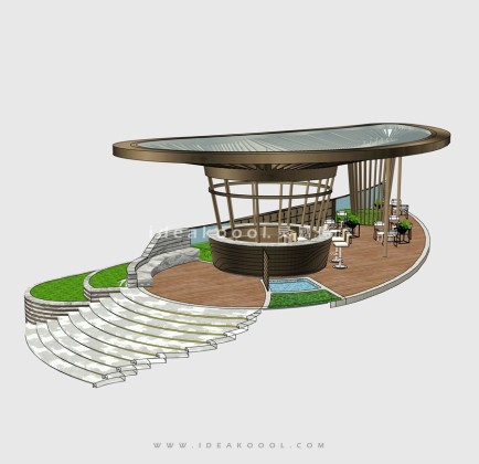 现代新亚洲曲线景观廊架景观会客厅丨