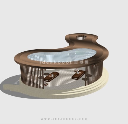 现代新亚洲曲线景观廊架景观会客厅丨