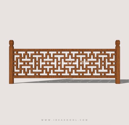 中式木质栏杆护栏丨