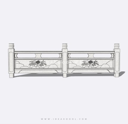 中式石头防护栏杆丨