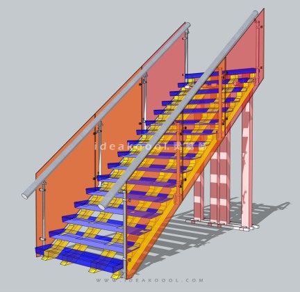 建筑室内彩色玻璃楼梯