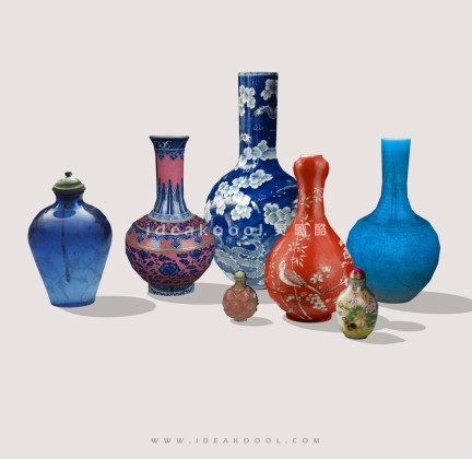 中式瓷器花瓶模型丨