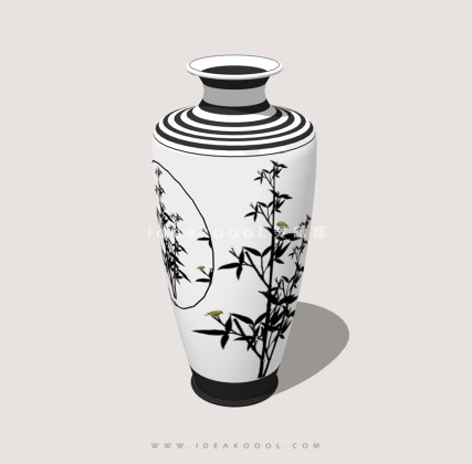 中式瓷器花瓶模型丨