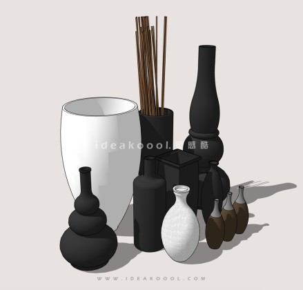 现代瓷器陶瓷花瓶模型丨