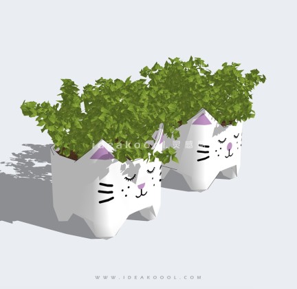 卡通猫咪植物盆栽丨
