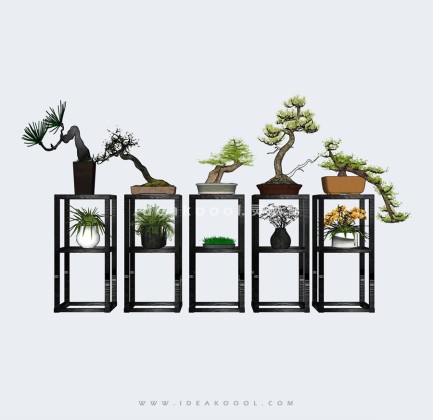 中式造型松植物盆栽摆件丨