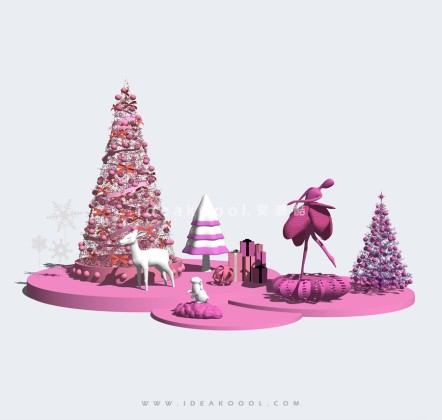 圣诞节日美陈装饰 舞蹈人物 小鹿 圣诞树丨