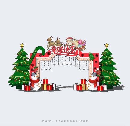 圣诞节日美陈装饰 圣诞树 雪人丨