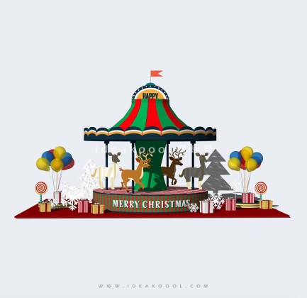 圣诞节日美陈装饰小品 旋转木马丨