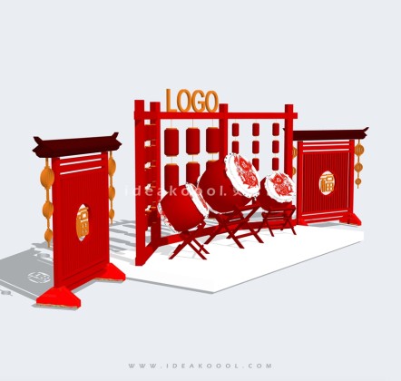 过年节日商业美陈装饰小品 大鼓丨