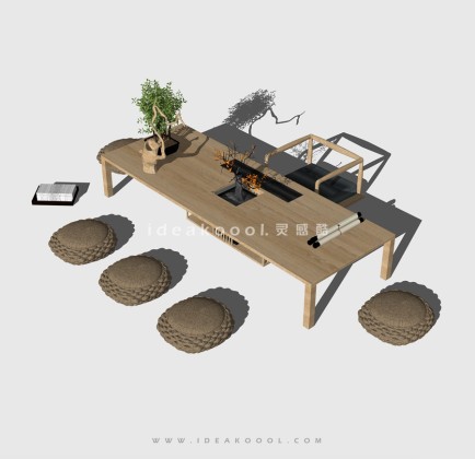 中式蒲团 茶艺组合桌椅丨