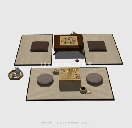 中式蒲团组合桌椅 五子棋 围棋丨