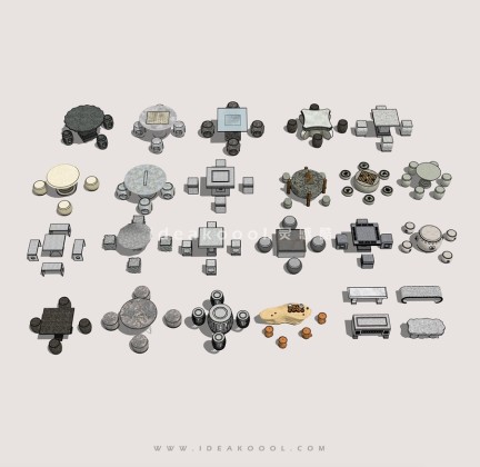 中式石桌石凳 组合桌椅丨