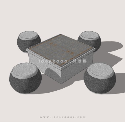 中式石桌石凳 组合桌椅 象棋石桌丨